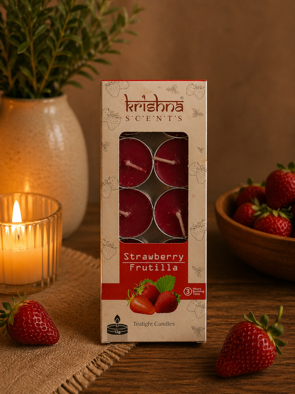 Pack 10 Velas Aromáticas Frutilla – Aroma Dulce y Relajante