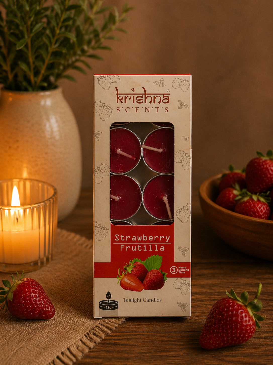 Pack 10 Velas Aromáticas Frutilla – Aroma Dulce y Relajante