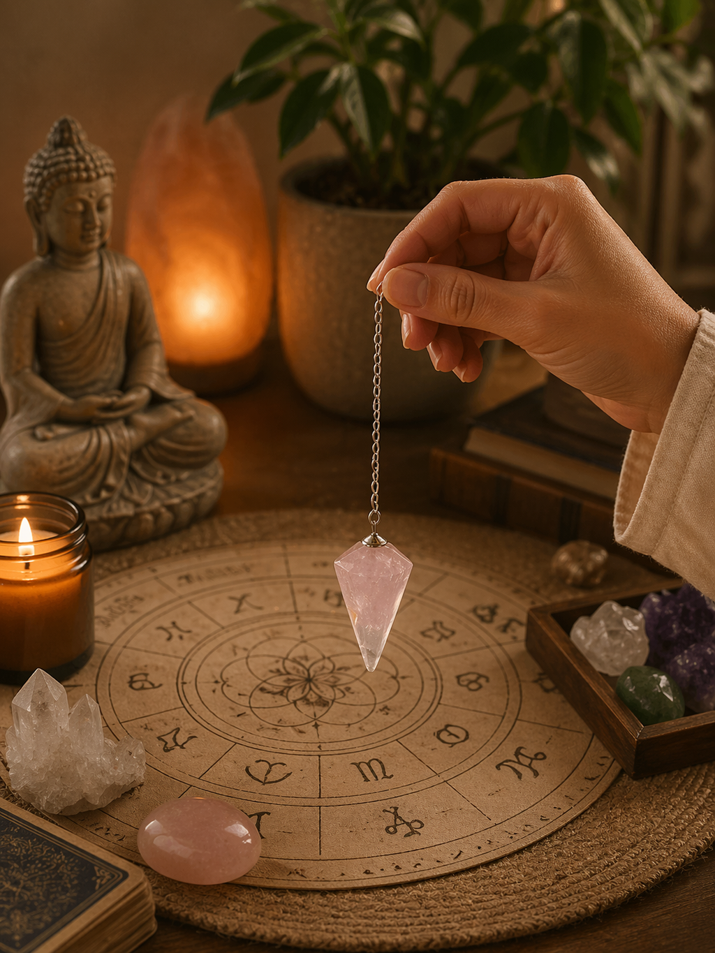 Péndulo de Cuarzo Rosa – Amor y Energía Positiva