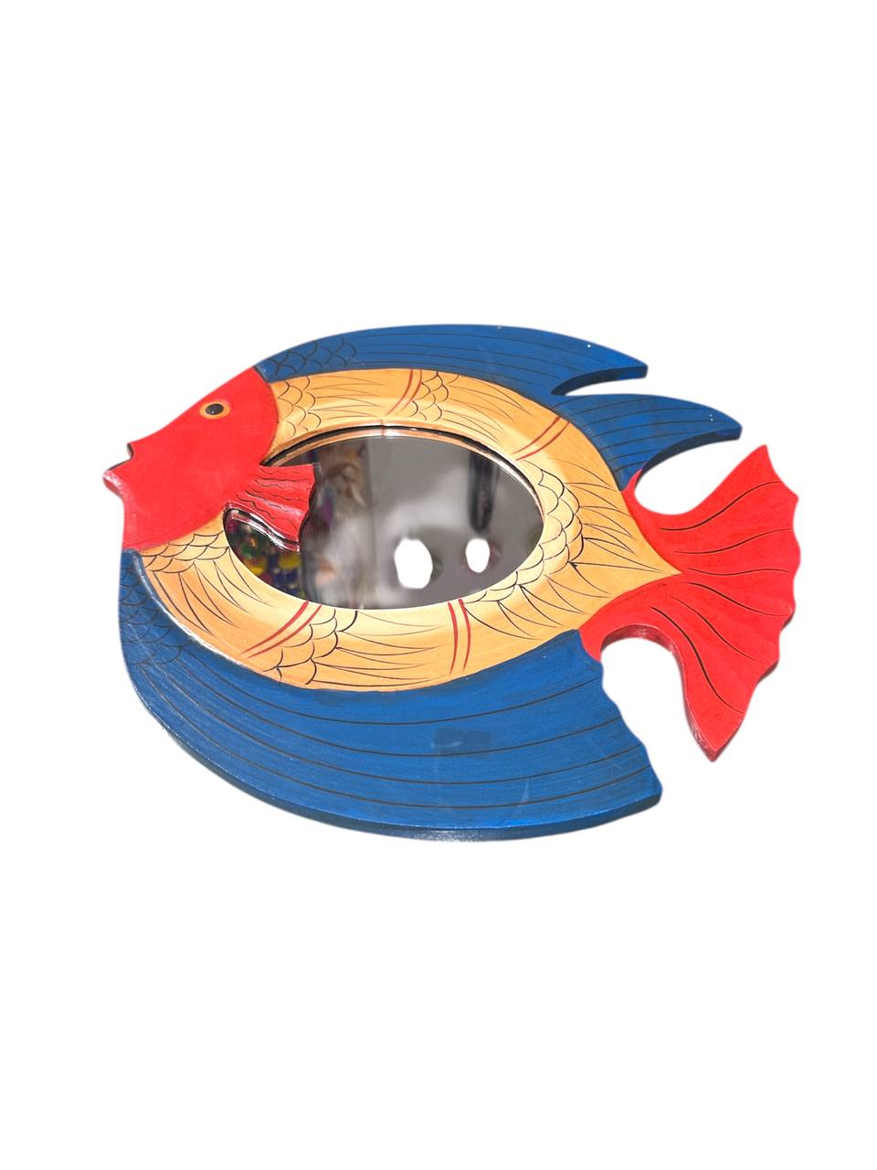 Espejo Decorativo de Pescado en Madera – Estilo Natural para Hogar